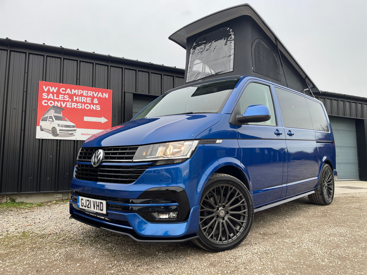 T6.1 Highline Campervan 2021 (21 plate) - Ravenna Blue with LV-S Front splitter SC conversion