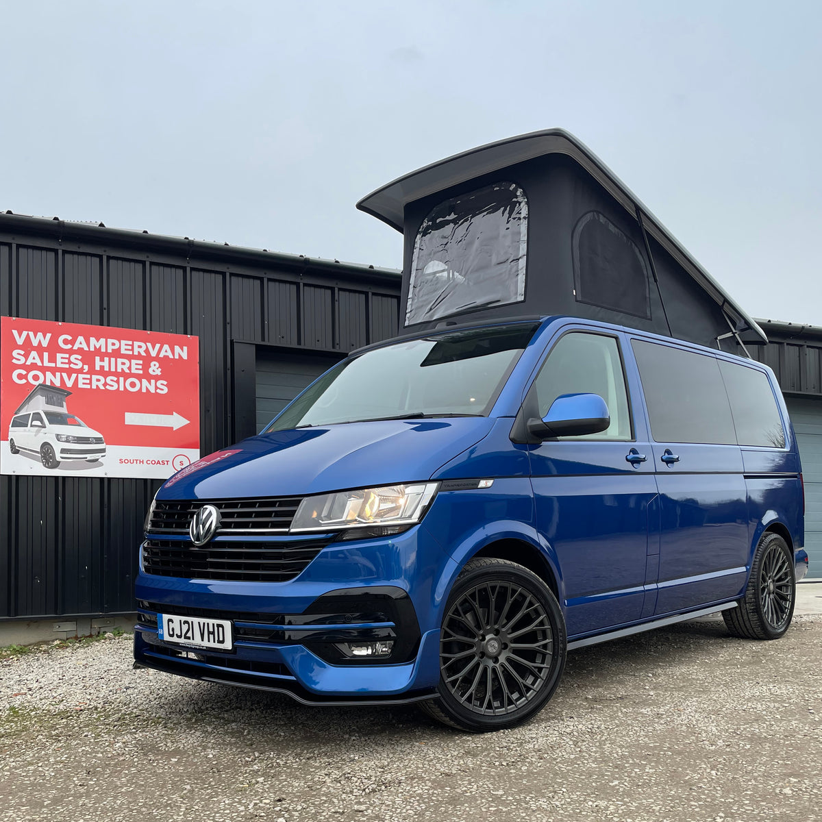 T6.1 Highline Campervan 2021 (21 plate) - Ravenna Blue with LV-S Front splitter SC conversion