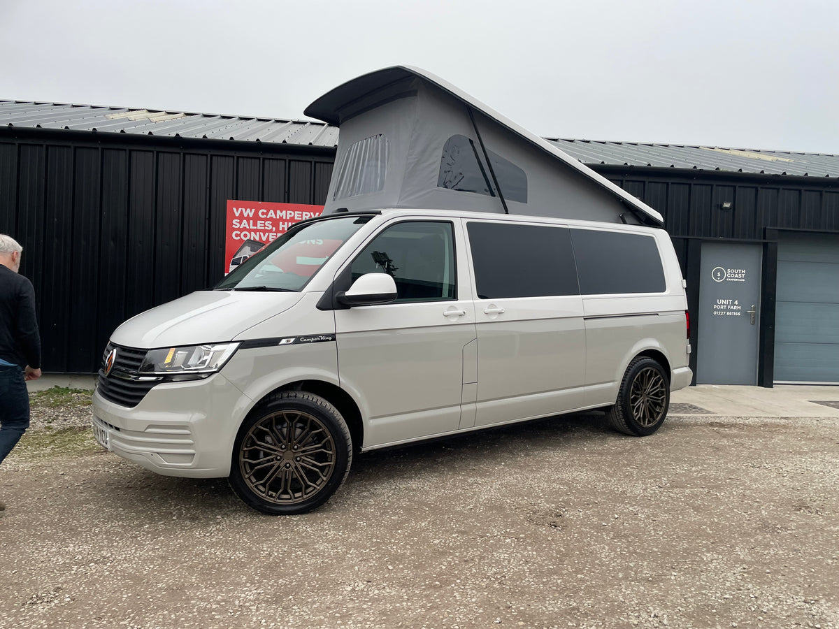 2024 T6.1 LWB - CamperKing conversion - Candy White & Ascot Grey Santorini Campervan