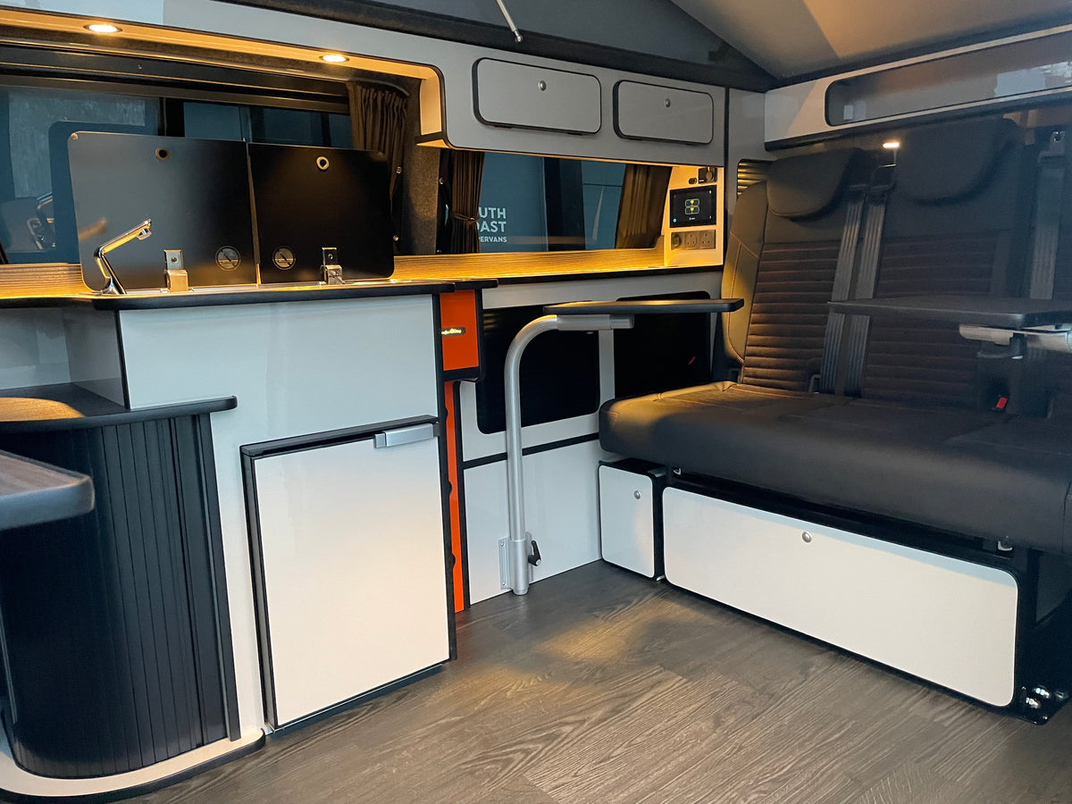 2024 T6.1 LWB - CamperKing conversion - Candy White & Ascot Grey Santorini Campervan