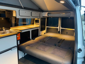 2024 T6.1 LWB - CamperKing conversion - Candy White & Ascot Grey Santorini Campervan