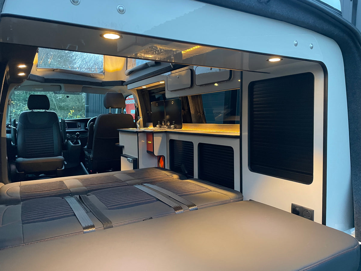 2024 T6.1 LWB - CamperKing conversion - Candy White & Ascot Grey Santorini Campervan